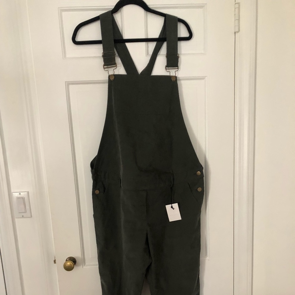 Hatch light corduroy olive overalls- maternity